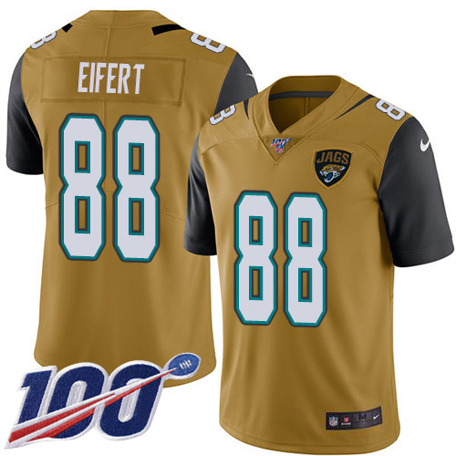 Jacksonville Jaguars #88 Tyler Eifert Gold Youth Stitched NFL Limited Rush 100th Season Jersey